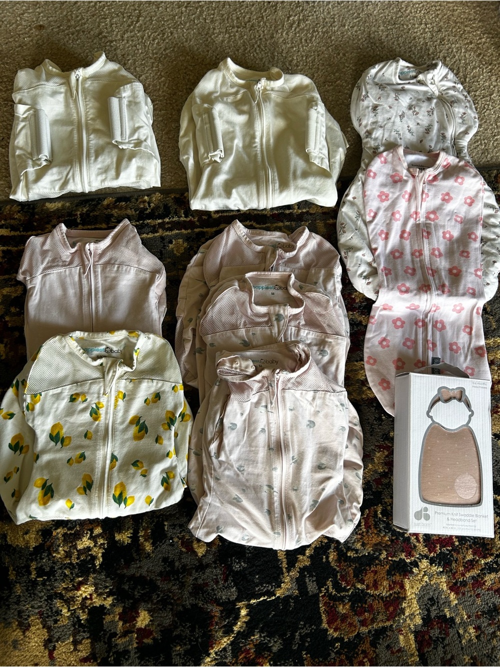 Assorted Baby Sleep Sacks Pack - Pink Floral, Cream, Lemon Print